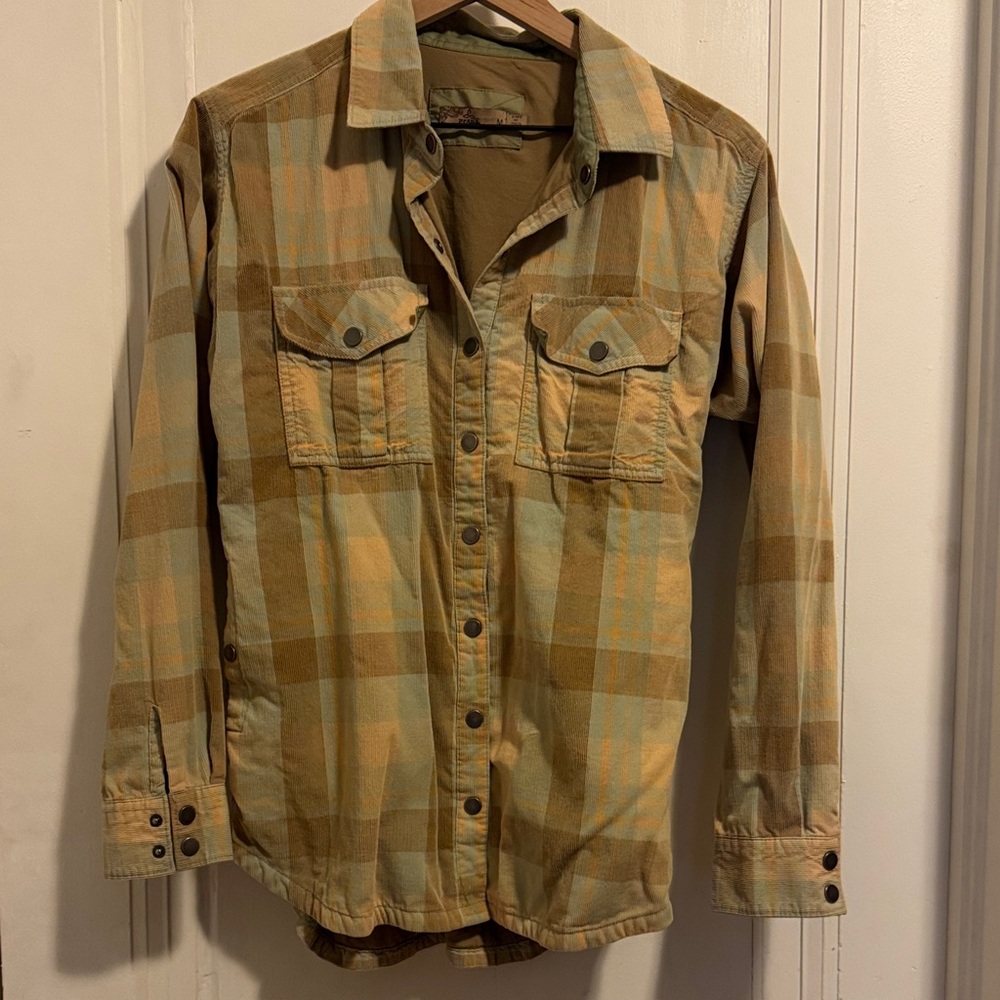 Prana Olive and Tan Shirt